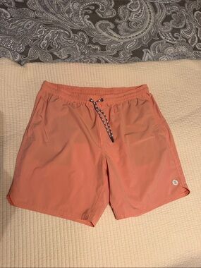 Free Fly Apparel Coral Orange Men's Swim Trunks with Drawstring
